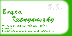 beata kutnyanszky business card